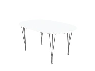 Superellipse, 150 x 100 cm, Stratifié blanc avec bord aluminium