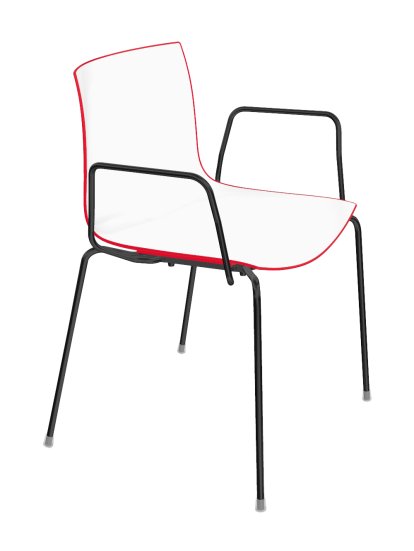 Catifa 46 Tube, Noir, Bicolore, Dossier rouge, siège blanc, Avec accoudoirs