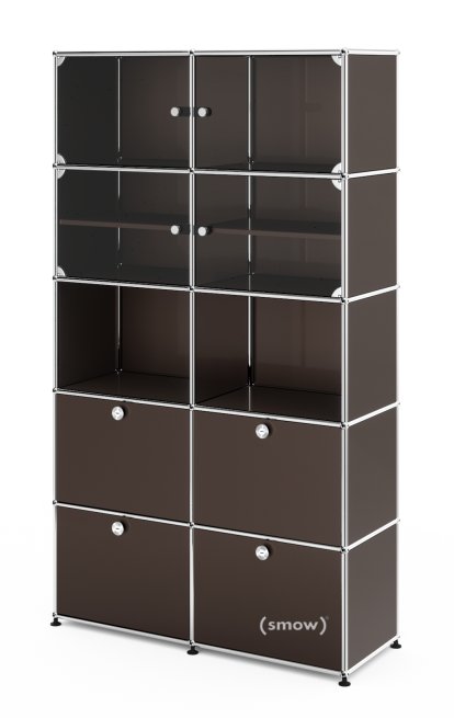 Vitrine USM Haller, H 179 x L 103 x P 38 cm, Marron USM, Tous les compartiments avec serrures