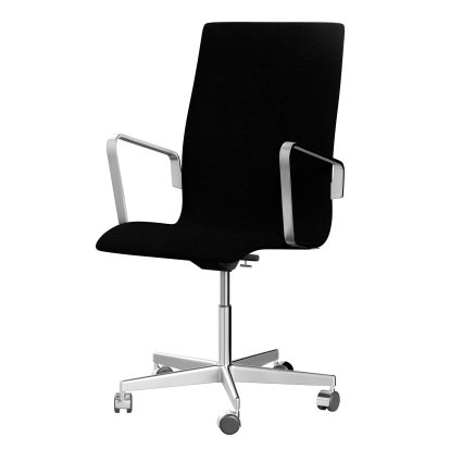 Chaise Oxford, Avec accotoirs, Dossier moyen, Piétement à roulettes, Hallingdal 65, 180 - Charcoal