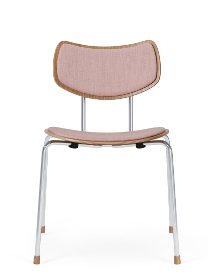 Chaise VLA26 Vega, Chêne laqué, Mood - rosé, Chromé