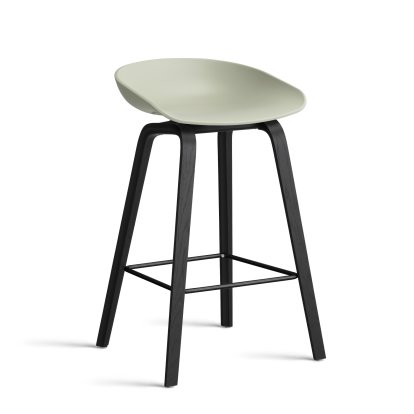 About A Stool AAS 32, Version cuisine: hauteur de l'assise 64 cm, Chêne laqué noir, Pastel green 2.0