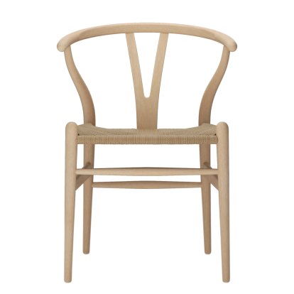 CH24 Wishbone Chair, Hêtre savonné, Paillage naturel