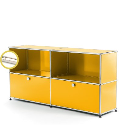 USM Haller E Sideboard L avec éclairage des compartiments, Jaune or RAL 1004, Blanche chaude