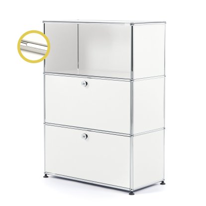 USM Haller E Highboard M avec 2 portes battantes et éclairage du compartiment, Blanc pur RAL 9010, Blanche froide