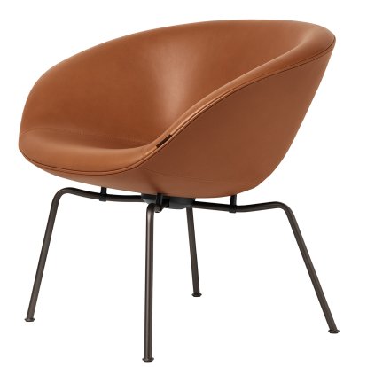 Fauteuil Pot, Brun foncé peint par poudrage, Cuir Grace, Walnut