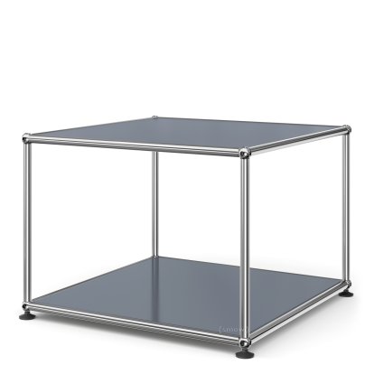 Table d'appoint 50 USM Haller, Panneaux inférieur et supérieur en métal, Gris moyen RAL 7005