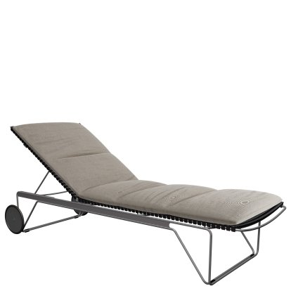 Chaise longue Click, Noir, Avec coussin - ash