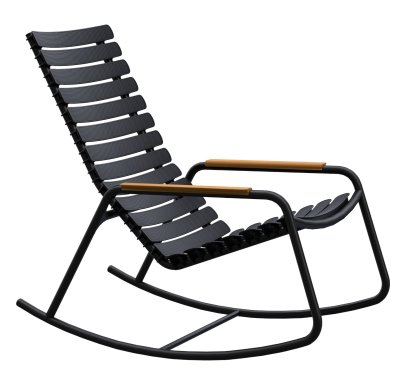 Chaise à bascule ReCLIPS, Noir, Accotoirs bambus