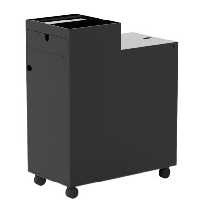 Caisson roulant Next, H 76 cm, Noir, Avec porte