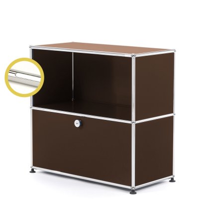 USM Haller E Sideboard M avec éclairage du compartiment, Marron USM, Blanche froide