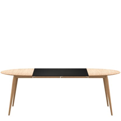 Table PLAYdinner Ronde, Chêne huilé blanc, L 120-220 cm, MDF noir