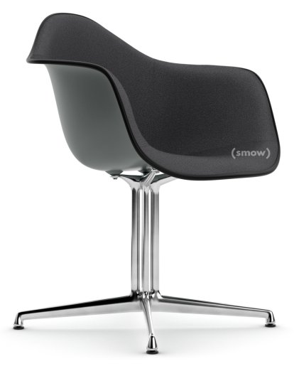 Eames Plastic Armchair RE DAL, Gris granit, Rembourrage intégral, Gris foncé, Aluminium poli, Nouvelle hauteur d'assise (43,0 cm)