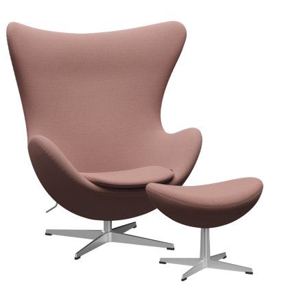 Fauteuil Egg (Oeuf), Christianshavn, Christianshavn 1131 - Rouge/orange, Aluminium satiné et poli, Avec repose-pied