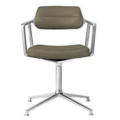 Chaise pivotante Swivel 453, Cuir vert Bosco, Poli