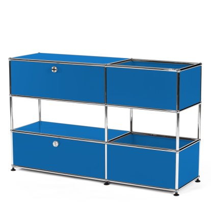 Buffet USM Haller pour enfants M avec boîtes de rangement, Monochrome, Bleu gentiane RAL 5010, Avec  porte abattante