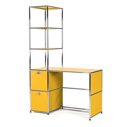 Bureau USM Haller avec étagère superposée, Jaune or RAL 1004
