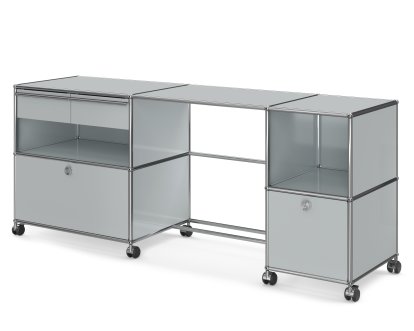 Bureau USM Haller Type 3, Argent mat USM, Souples pour sols durs