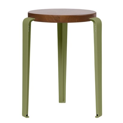 Tabouret Lou, bois massif, Chêne teinté, Vert kaki