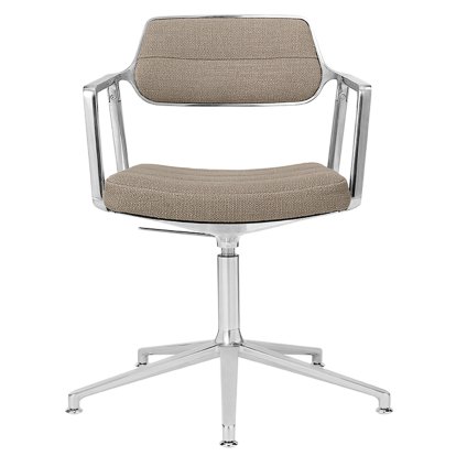 Chaise Swivel 453+, Poli, Piètement fixe, mélange laine-lin dark sand