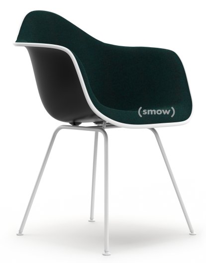 Eames Plastic Armchair DAX, Noir profond  , Rembourrage intégral, Pétrole / marron marais, Version standard - 43 cm, Revêtement blanc