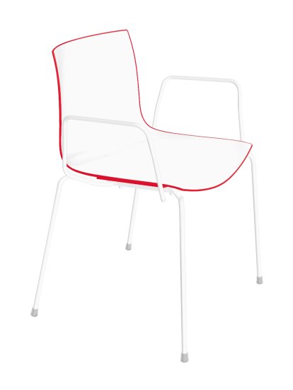 Catifa 46 Tube, Blanc, Bicolore, Dossier rouge, siège blanc, Avec accoudoirs