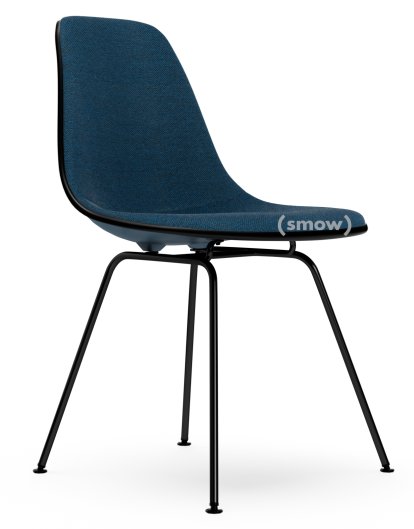 Eames Plastic Side Chair DSX, Bleu océan, Rembourrage intégral, Bleu océan / gris foncé, Version standard - 43 cm, Revêtement basic dark