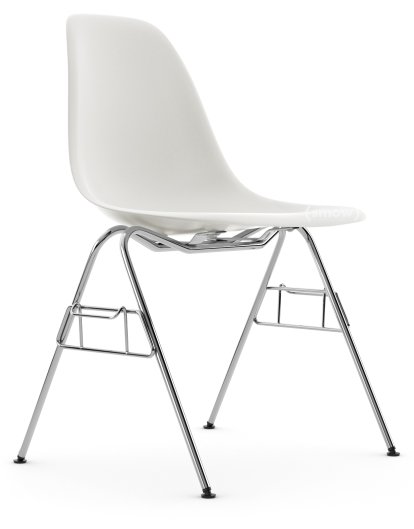 Eames Plastic Side Chair DSS / DSS-N, Blanc RE, Sans rembourrage, Sans rembourrage, Avec liaison de rangée (DSS)