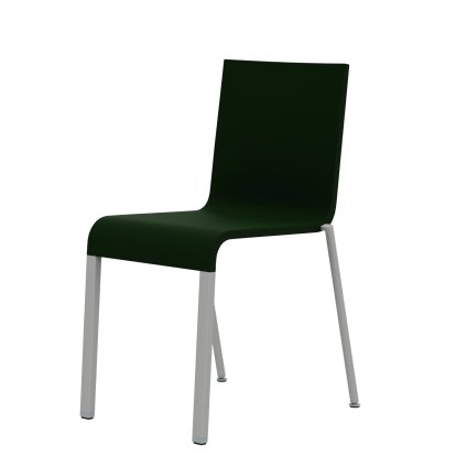 Chaise .03, Empilable, Pieds thermolaqué argent lisse, Sans accotoirs, Vert foncé