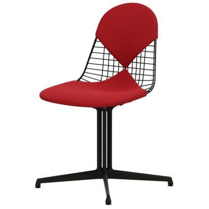 Chaise Wire Chair DKL, Revêtement basic dark, Coussin pour assise et dossier (Bikini), Rouge / rouge coquelicot