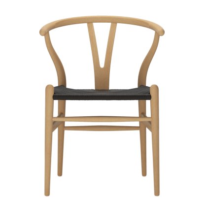 CH24 Wishbone Chair, Hêtre huilé, Paillage noir