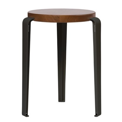 Tabouret Lou, bois massif, Chêne teinté, Noir graphite