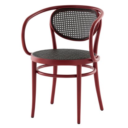 Chaise bois courbé 209 / 210 avec accotoirs, Hêtre teinté rouille, Assise et dossier cannés, dark melange (210)