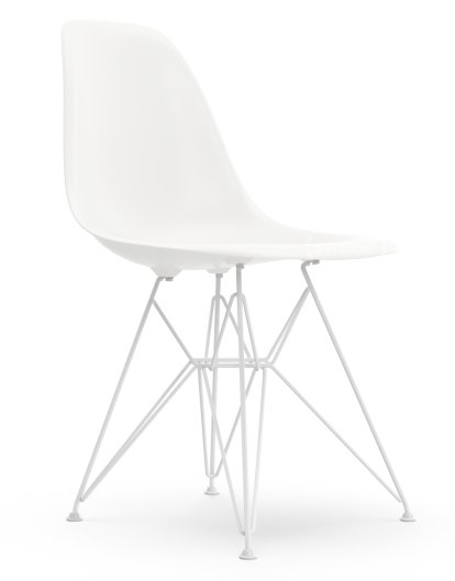 Eames Plastic Side Chair DSR, Blanc RE, Sans rembourrage, Sans rembourrage, Version standard - 43 cm, Revêtement blanc