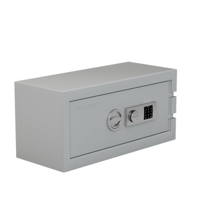 Coffre-fort Balzsafe CONNECT pour étagères USM Haller, 75 cm x 35 cm x 35 cm, Argent mat RAL 9006, Serrure électronique à combinaison avec clé de réinitialisation