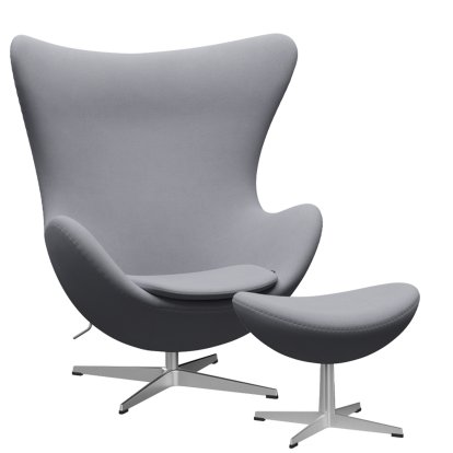 Fauteuil Egg (Oeuf), Christianshavn, Christianshavn 1170 - Gris uni clair, Aluminium satiné et poli, Avec repose-pied