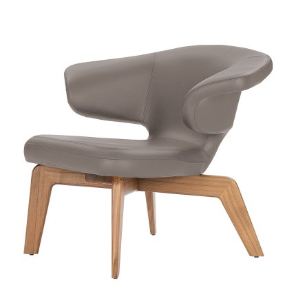 Munich Lounge Chair, Cuir Classic gris, Noyer