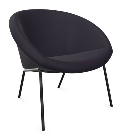 Fauteuil 369 , Tissu Harald aubergine, Peint par poudrage noir mat