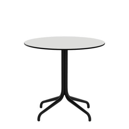 Table Belleville Outdoor, Ø 79,6 cm, Matériau aggloméré blanc