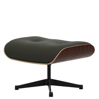 Eames Lounge Chair Ottoman, Noyer foncé, Cuir Premium F gris umbra, Aluminium poli, côtés noirs