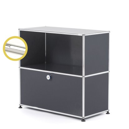 USM Haller E Sideboard M avec éclairage du compartiment, Anthracite RAL 7016, Blanche froide