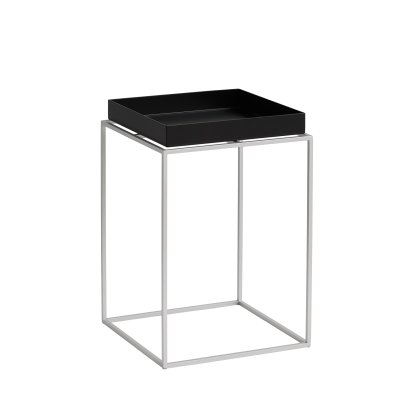 Table avec plateau Tray , H 40/44 x B 30 x T 30 cm, Noir / gris