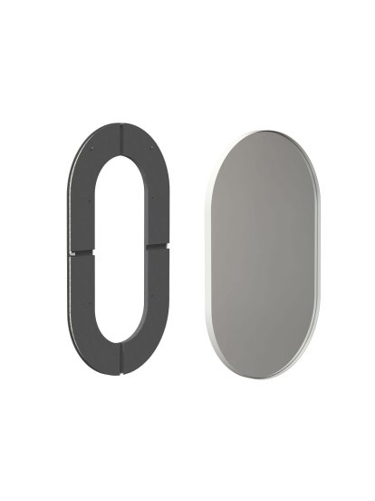 Unu miroir avec éclairage LED ovale (set), H 100 x L 60 cm, Blanc mat