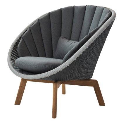 Fauteuil lounge Peacock, Small flat Weave - Grey / light grey, Natté - Gris