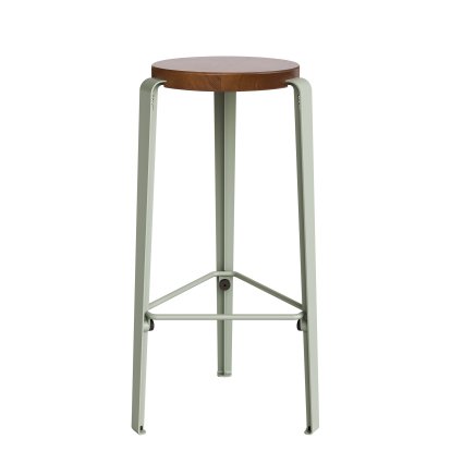 Tabouret de bar Lou, 76 cm, Chêne teinté, Gris eucalyptus