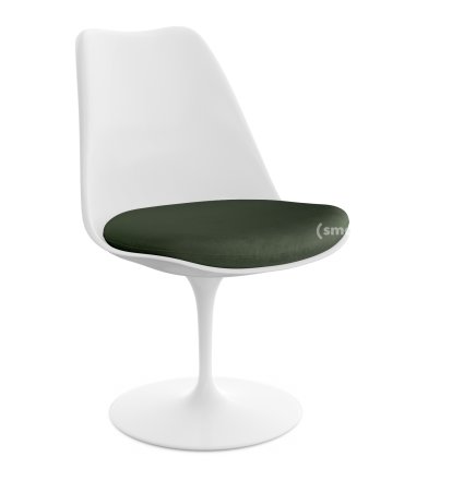 Chaise Tulip Saarinen, Rotatif, Coussin d'assise, Blanc, Bottle Green (Eva 144)