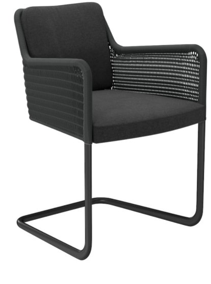 Chaise D43, Tissu Cavalerie, Anthracite, Noir peint par poudrage