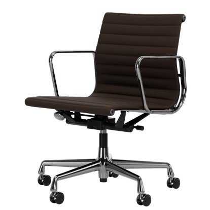 Aluminium Chair EA 117, Chromé, Cuir Premium F, Marron