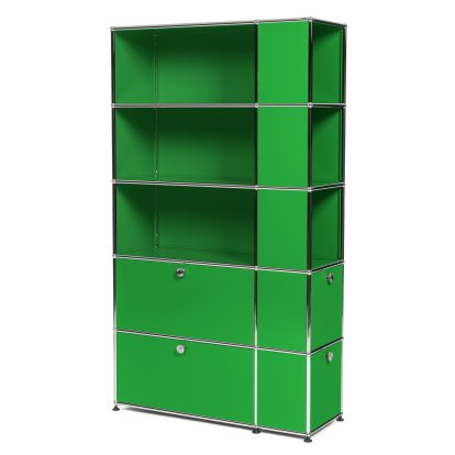 USM Haller Bibliothèque avec compartiments latéraux, Vert USM