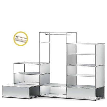 Penderie-présentoir USM Haller XL avec éclairage, Argent mat USM